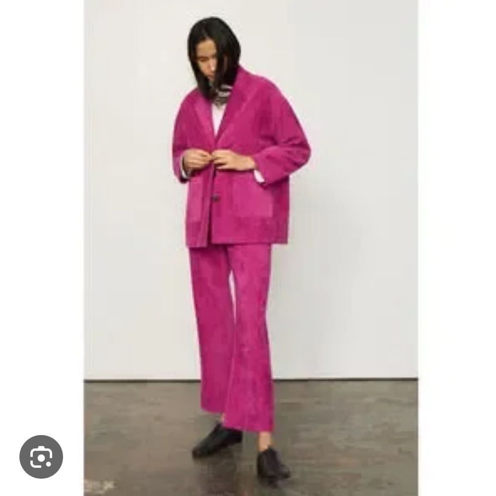 Mara Hoffman Pants 10 Fuschia Pink Lucy Corduroy High Rise Wide Leg Crop